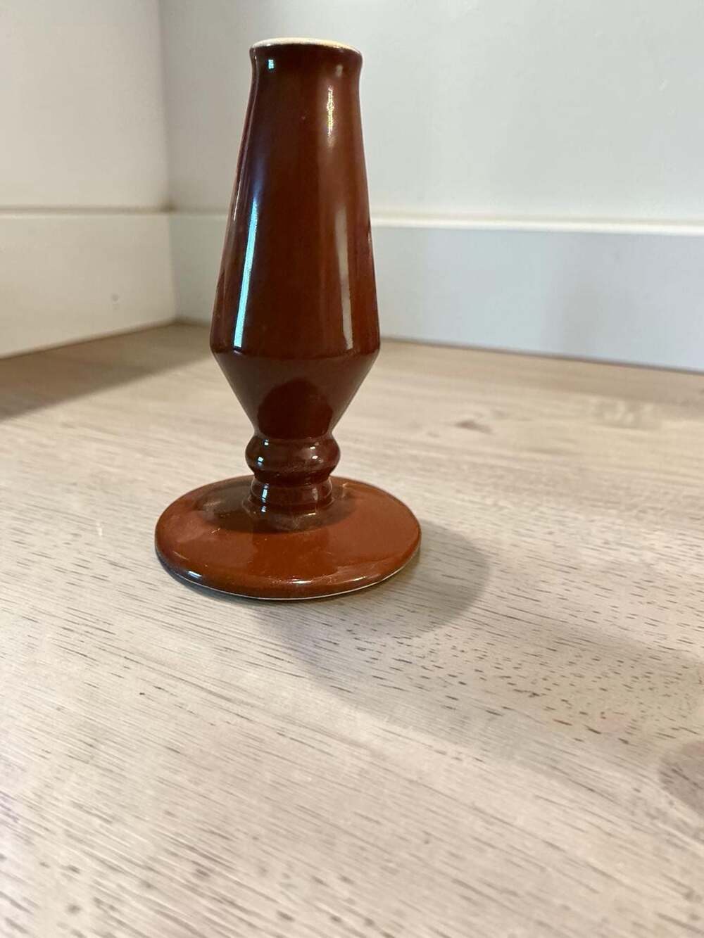Vintage Hall China 1736 Brown Glazed Candlestick Holder